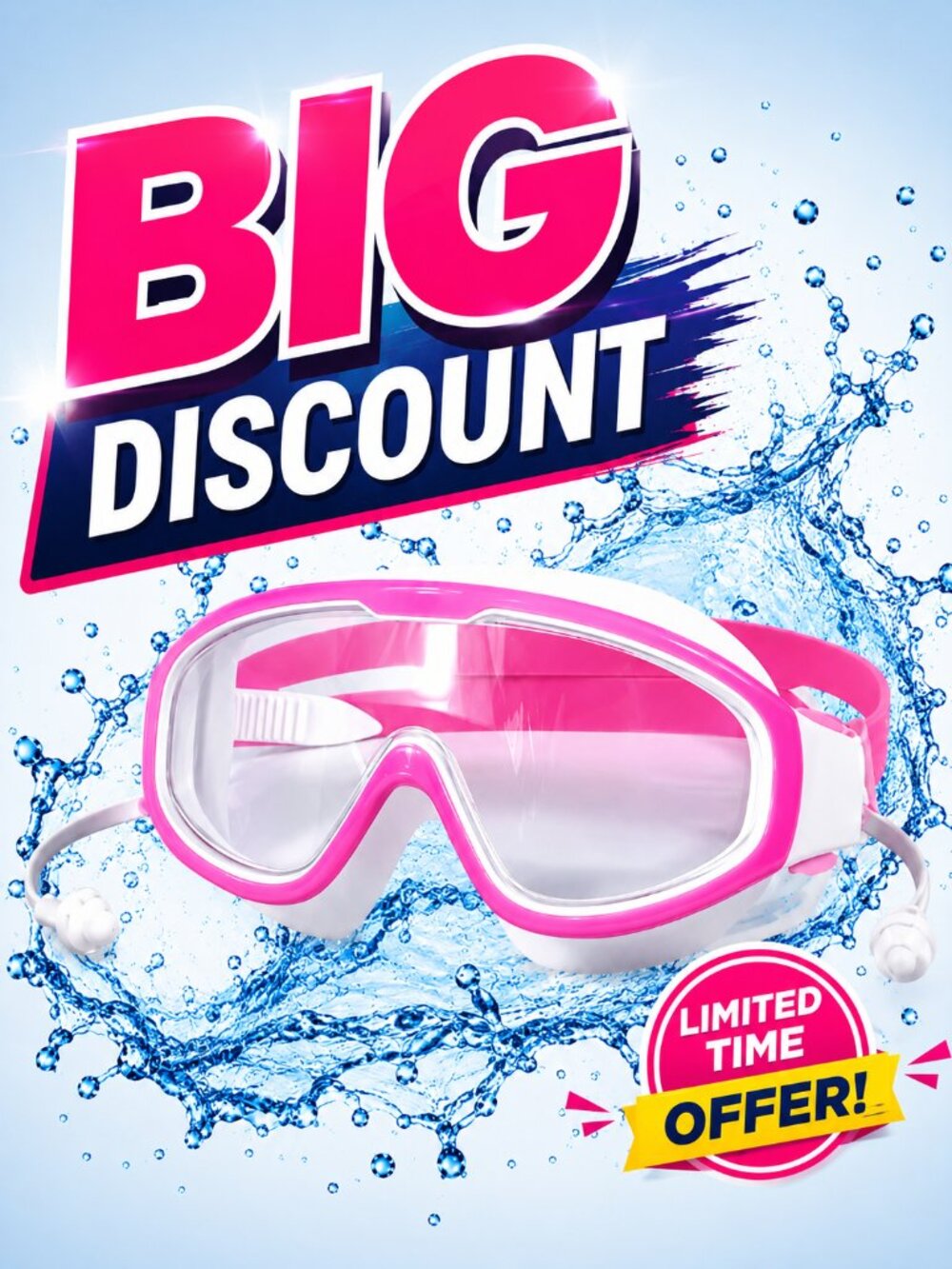 Scizor Pink Swim Goggles: Big Frame, Anti-Fog, UV Protect, No Leak, Silicone